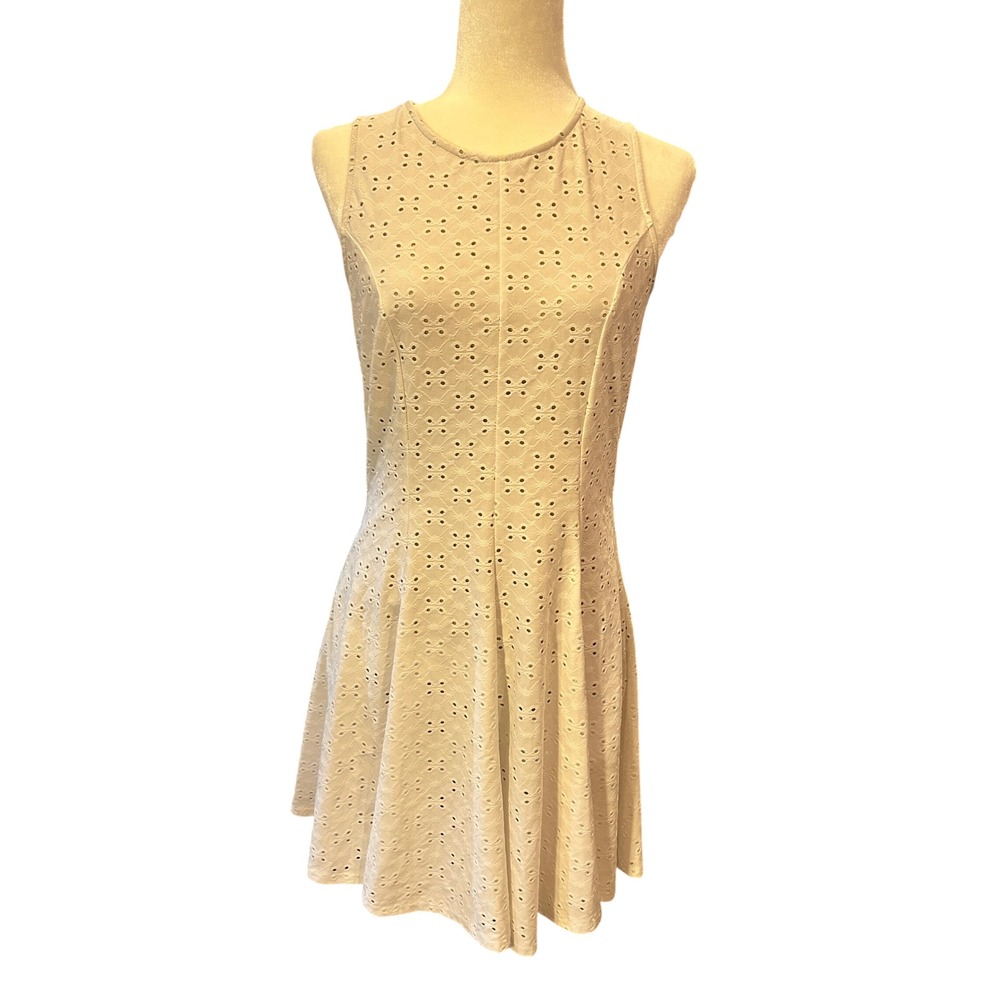 White Sleeveless Eyelet Fit and Flare Dress - Perfect for Summer